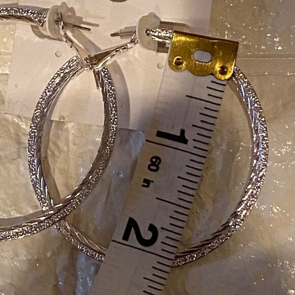 Fashion Jewelry Large Hoop Earrings Women’s Sliver Tone Costume Round 2in - Picture 2 of 9